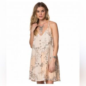 Billabong Boho Floral Swing Mini Dress Knot Strap Beachy Cali Girl Coastal Style